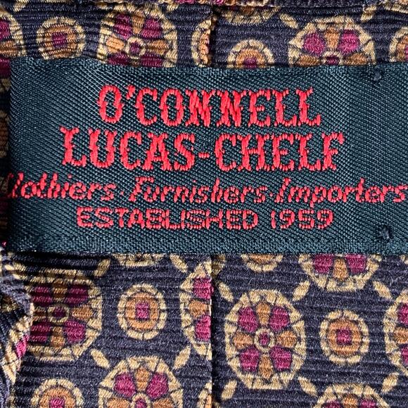 O'CONNELL'S Black Brown Red Abstract Floral Silk Tie - Picture 4 of 5